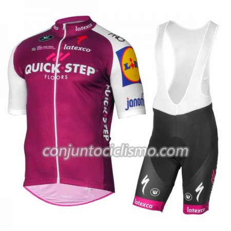 Conjunto Maillot + Culotte Corto con tirantes 2017 Quick-Step Floors N003